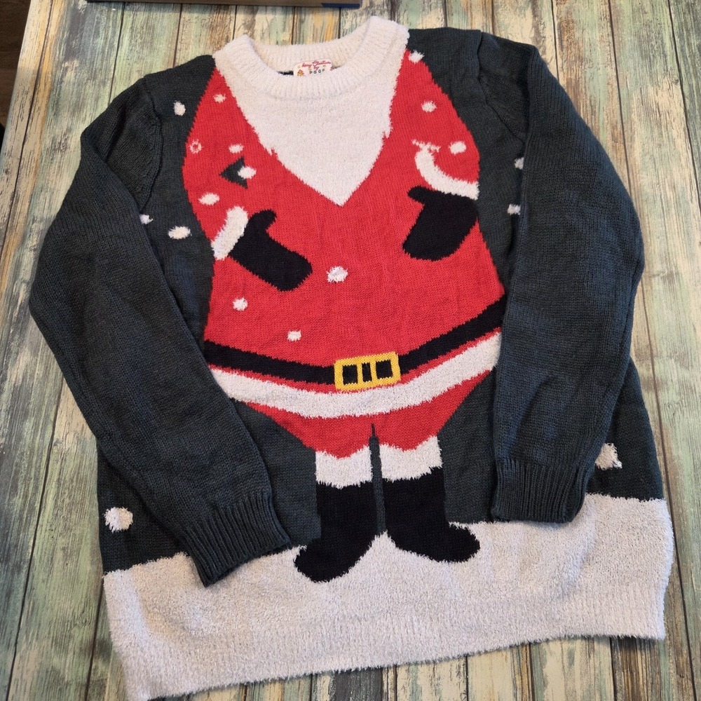 Vintage Christmas Sweater Santa Suit Jolly By POOF New York Womens Size S